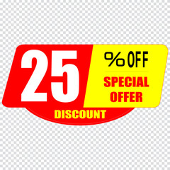 25 percent discount sign icon. Sale symbol. Special offer label