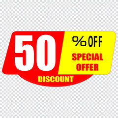 50 percent discount sign icon. Sale symbol. Special offer label