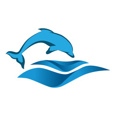 Fototapeta premium dolphin and blue ocean waves