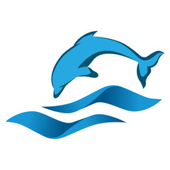 dolphin and blue ocean waves