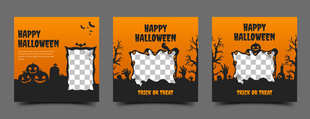 Happy Halloween social media post template design collection