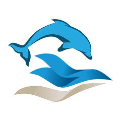 dolphin and blue ocean waves