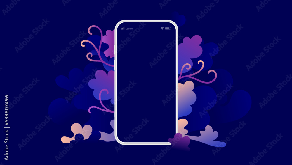 Aufkleber mobile phone screen template - decorative vector illustration of smartphone with blank screen and fl