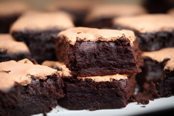 chocolate brownies, a sweet and sugary snack, high calorie food