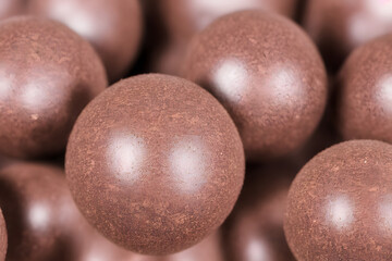 chocolate spheres, a sweet quick snack, sugary chocolate balls