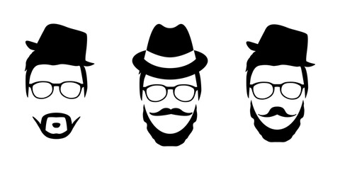 Hipster look elements collection. Men moustaches icons set