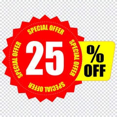 25 percent discount sign icon. Sale symbol. Special offer label