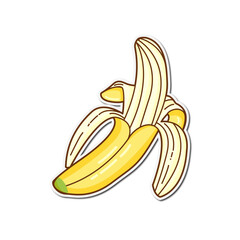 Simple banana sticker design with a banana isolated illustration of banana