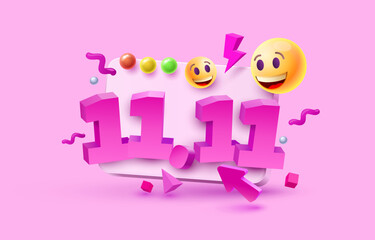 Special offer, shopping day 11.11, marketing poster. Vector