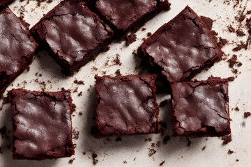 chocolate brownies, a sweet and sugary snack, high calorie food