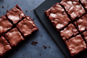 chocolate brownies, a sweet and sugary snack, high calorie food
