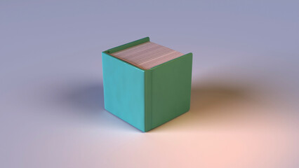 3d render of a green cube book. mockup 