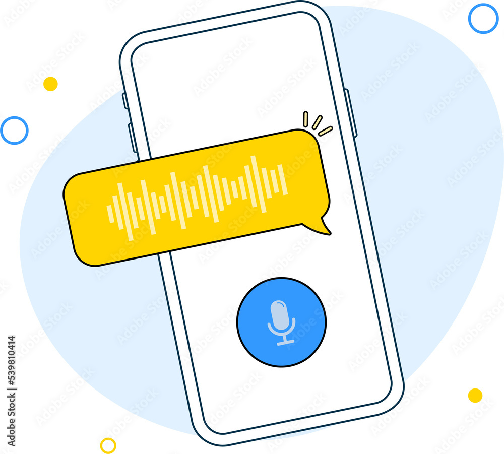 Poster voice message bubble icon with sound wave and microphone. voice messaging correspondence. modern fla