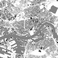 Urban city map of Rotterdam. Vector poster. Black grayscale black and white road map. road map image with roads, metropolitan city area view.