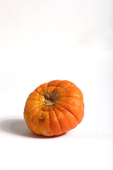 ugly food concept - orange pumpkin isolated on white background