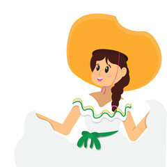Isolated cute traditional mexican woman character Vector