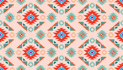 Colorful tribal boho mexican geometrical print. Abstract seamless aztec, mayan, navajo, latino pattern Ethnic hipster background indian, american, asian texture. Vector illustration
