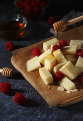 Pecorino romano - hard cheese from Lazio region, Italy	