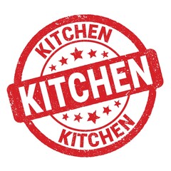 KITCHEN text written on red round stamp sign.