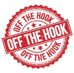 OFF THE HOOK text on red round stamp sign