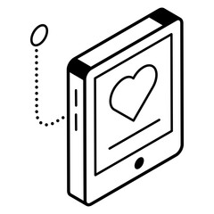 Heart in a box, line icon of surprise