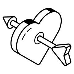 Heart in a box, line icon of surprise