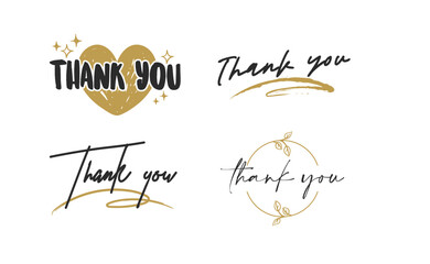 Thank you lettering. Vector illustration hand drawn. Calligraphic thanks message.