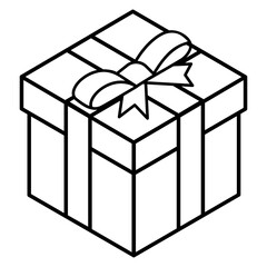 A gift icon in line isometric design 
