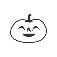 Carved pumpkin simple icon. Halloween jack o lantern funny pictogram.