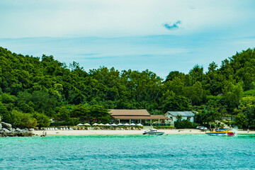 Nature of beach with sky, wide paradise background with colorful, Kohlarn island , Pattaya , Thailand