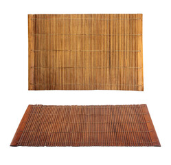 Two brown bamboo food placemat isolated on transparent background.