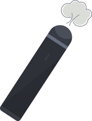 Vape icon. Electronic cigarette with smoke. Contour isolated pictogram on white background. Illustration