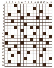 Giant crossword puzzle vector. 20x20 Square puzzle template for magazine and newspaper. 