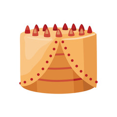 Cake icon. Sweet baked dessert. Icing pie for wedding holiday. Beautiful modern cake gourmet. Celebration element