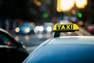 Taxi sign on a german cab in Berlin