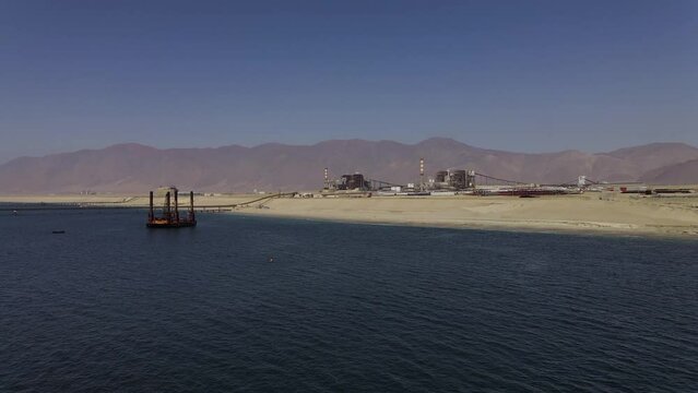 Marine cargo ship Coal Plant terminal  in Chile, Mejillones.