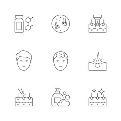 Set line icons of hair loss
