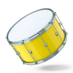 Realistic drum on white background. 3d render concept of musical instrument