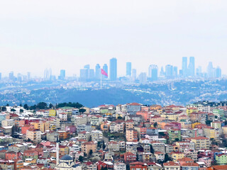 Panoramic Istanbu, Turkey view. City view and cloudy sky