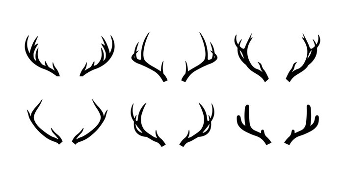 deer horns vector icons set. Isolated on white background
