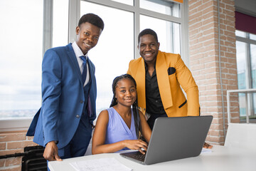 group of african people at work with laptop