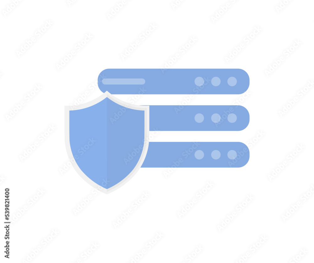 Poster store safe server concept. server protection. big data flow processing data protection concept logo 