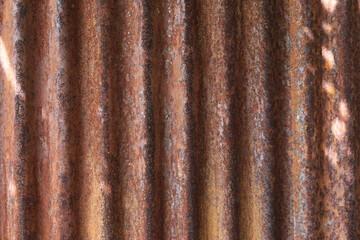 Red rusty wall , texture background of old metal sheet, Zinc rust striped pattern