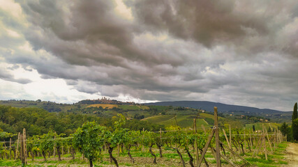 Fototapeta premium Panorami del Chianti in autunno. Toscana, Italia