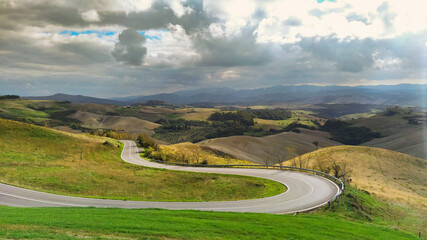 Fototapeta premium Panorami del Chianti in autunno. Toscana, Italia