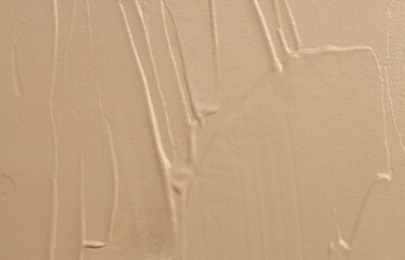 Art Acrylic, oil  empty smear flow pour blot brushstroke painting wall. Abstract texture beige color stain horizontal copy space canvas background.