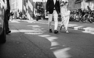 Wedding couple together, black and white - 539822499