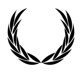Fototapeta na wymiar Vintage laurel wreath. Black silhouette circular sign depicting an award achievement heraldry, nobility, emblem. Laurel wreath award, winning, prize or victory
