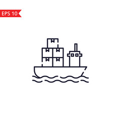 Cargo ship line icon isolated sign symbol Vector