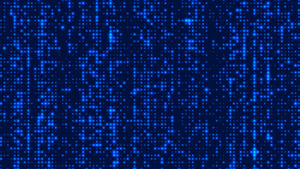 Digital vector blue matrix. Futuristic dots background. Cyber texture with particles different size. Technology illustration.